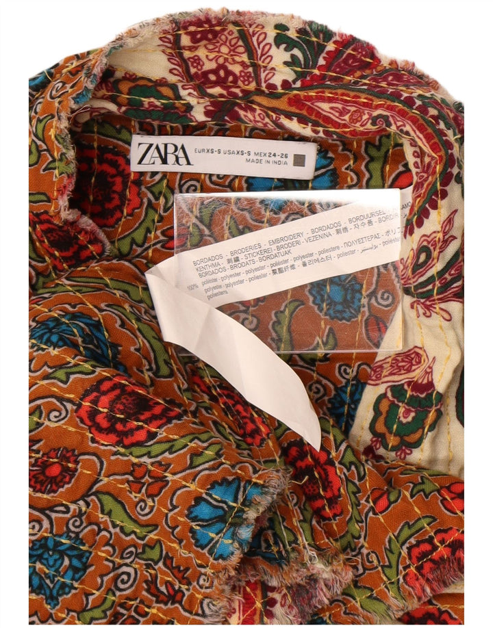 Zara Oversized Bomber Jacket UK 6 XS Off White Paisley Polyester