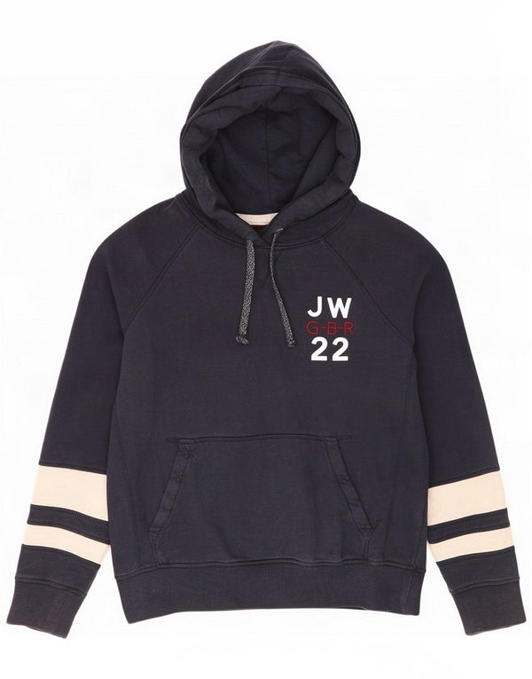 Jack Wills Womens Graphic Hoodie Jumper UK 12 Medium Navy Blue Colourblock