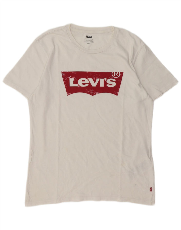 LEVI'S Herre grafisk T-shirt Top Lille hvid bomuld