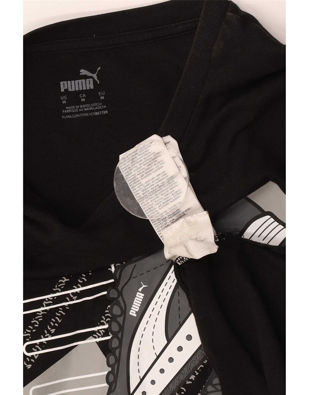 Puma Herre Grafisk T-Shirt Top Medium Sort Bomuld