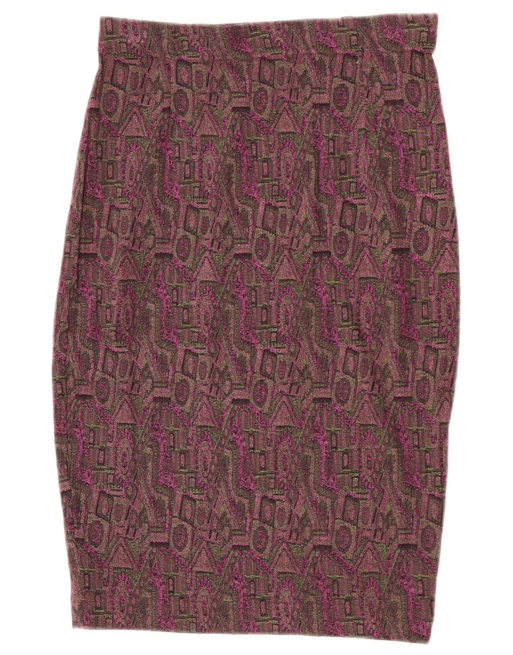 Vintage kvinders blyantnederdel Large W32 Bourgogne geometrisk polyester