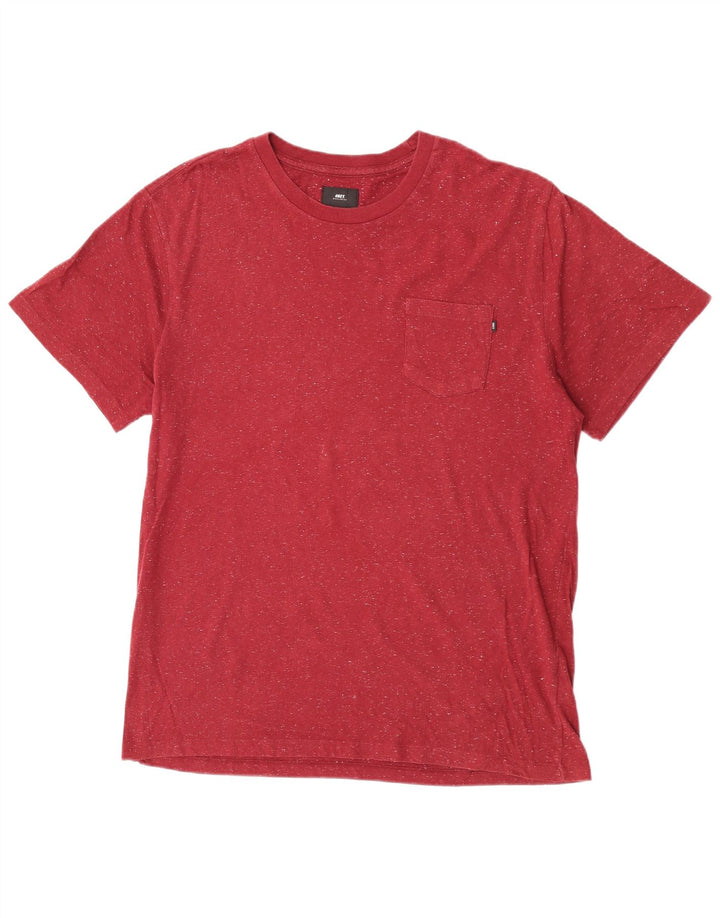 Obey Herre T-Shirt Top Stor rød Flecked Bomuld