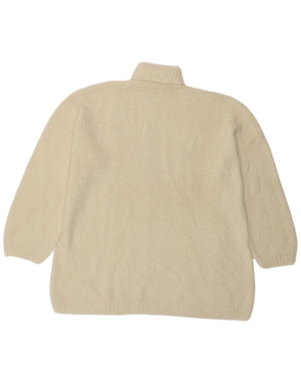 Vintage Dame Roll Neck Jumper Sweater UK 20 2XL Off White