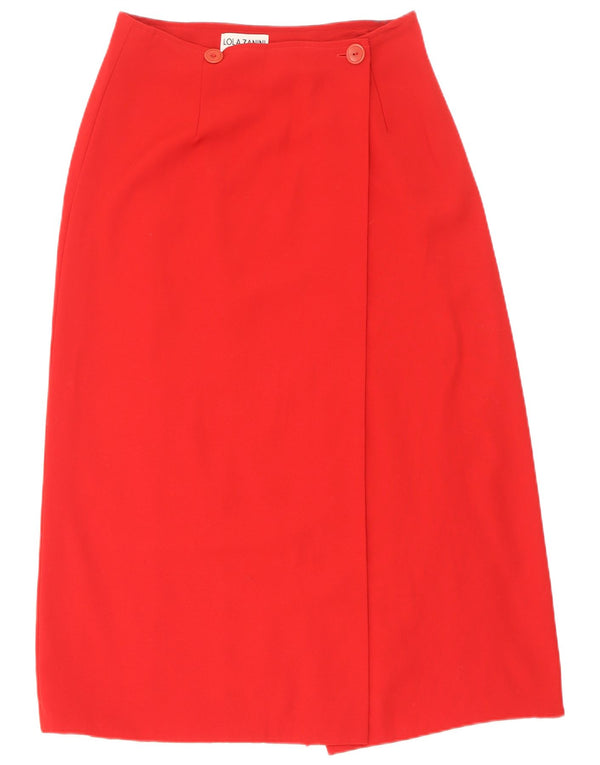 Lola Zanini Kvinder slå-om nederdel W29 Medium Red Virgin Wool
