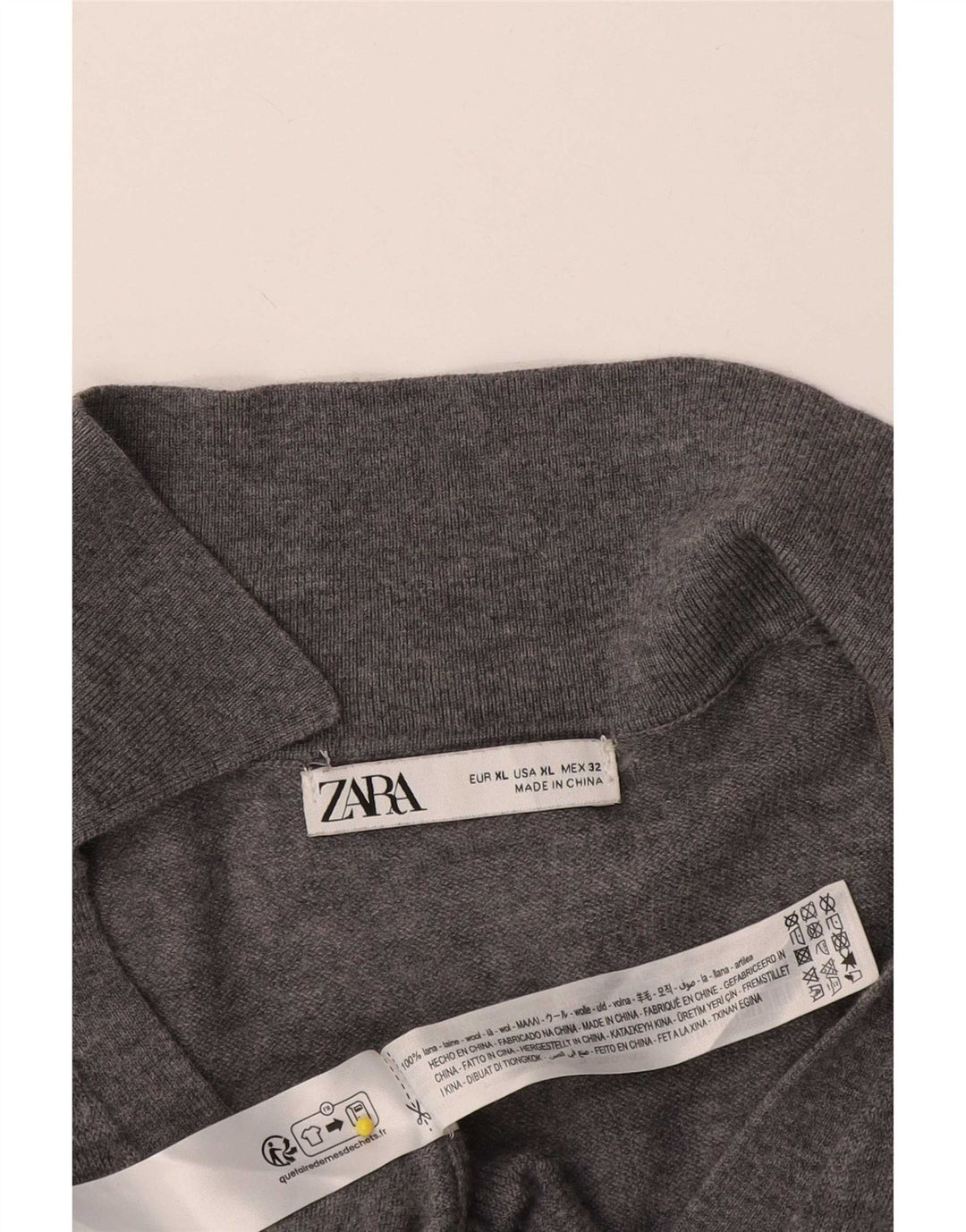 Zara Dame Cardigan Sweater UK 18 XL Grå Uld