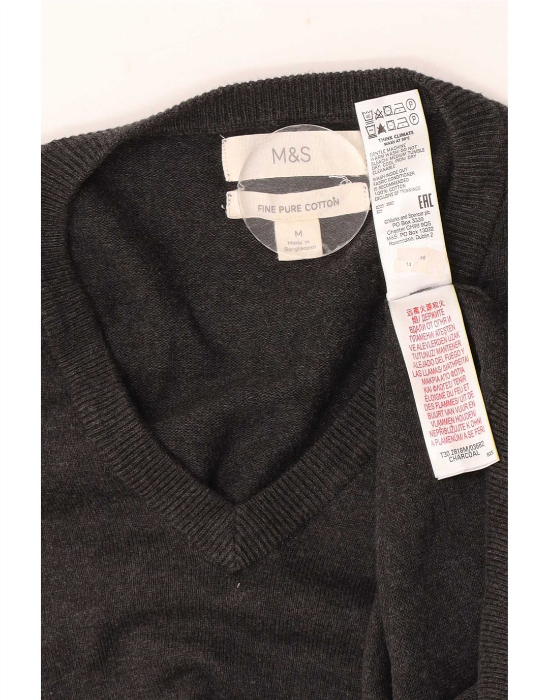 Marks & Spencer Herre V-hals sweater mellemgrå bomuld