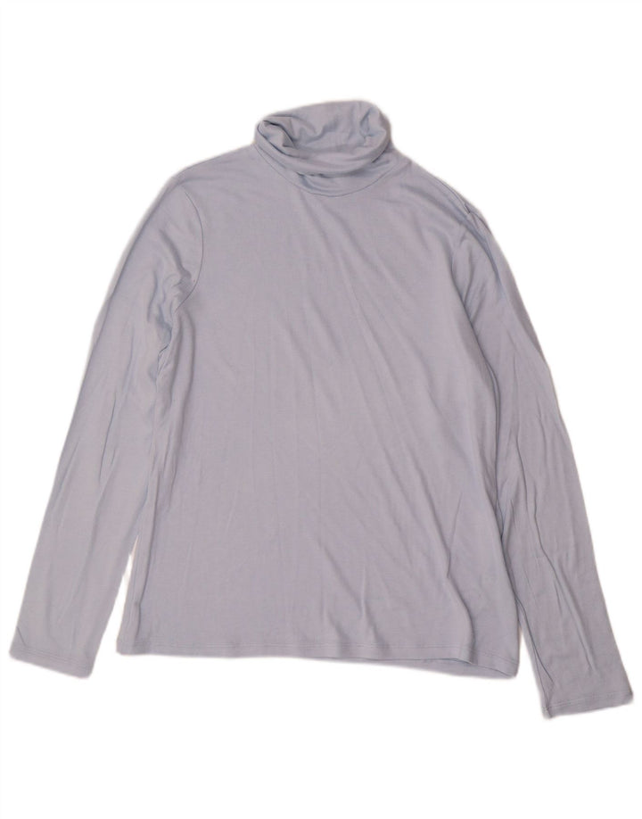 Marks & Spencer Dame Roll Neck Top Langærmet UK 16 Large Blue Viscose