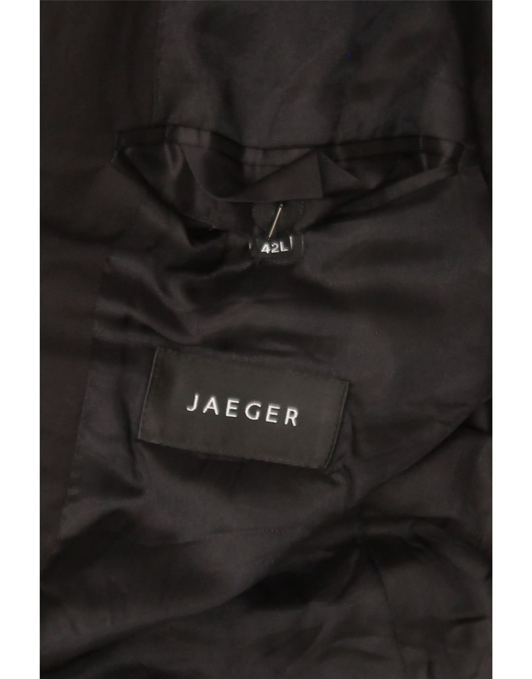 JAEGER Mens 3 Button Blazer Jacket UK 42 XL Black Wool Vintage Jaeger and Second-Hand Jaeger from Messina Hembry 