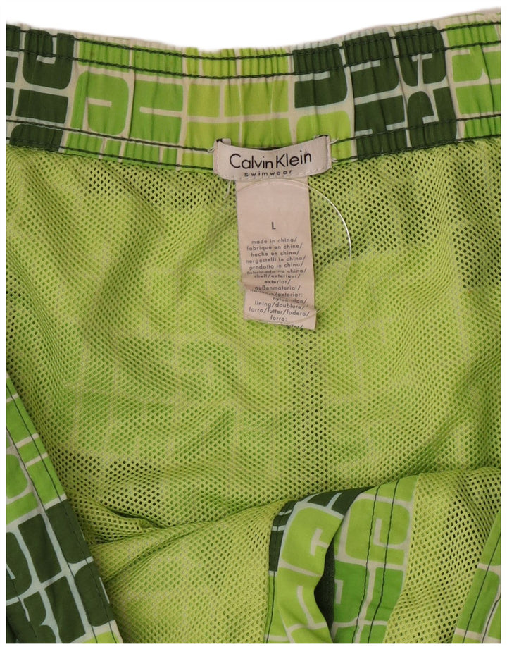 Calvin Klein Herre grafiske badeshorts Stor grøn nylon