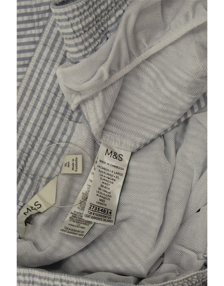 Marks & Spencer Badeshorts til mænd XL Blå nålestribet polyester