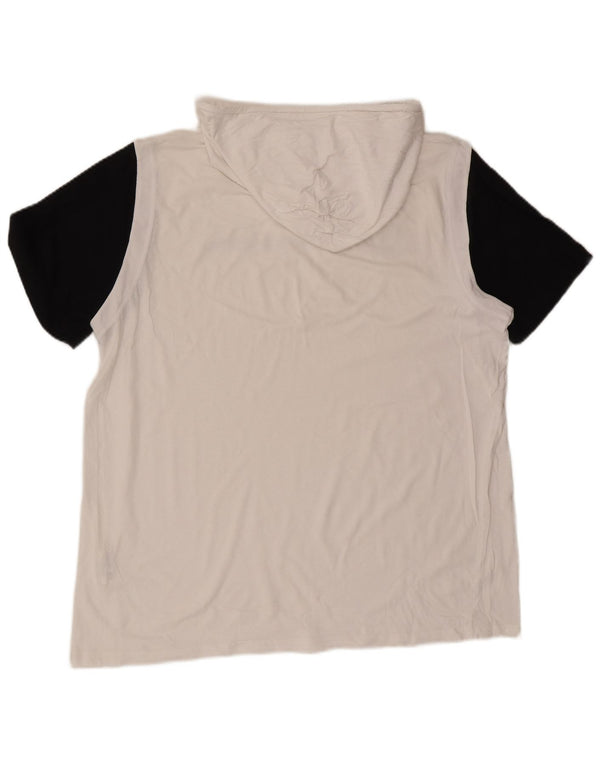 Champion Herre Hooded Grafisk T-Shirt Top 2XL Hvid Colourblock Bomuld