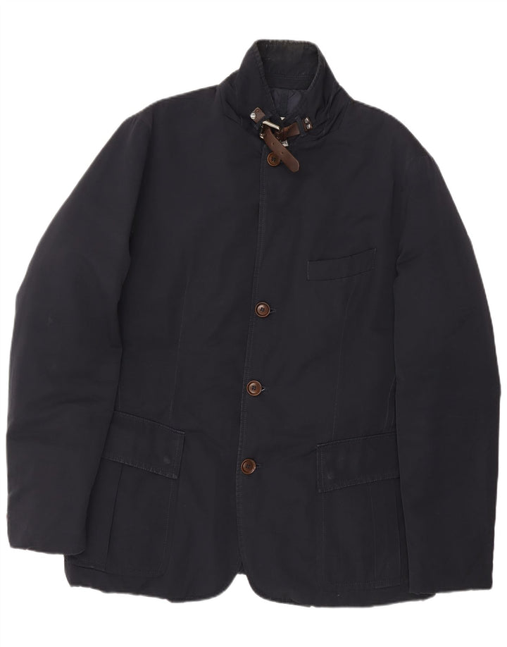 Moncler Herre polstret jakke Størrelse 4 XL Navy Blue Polyester