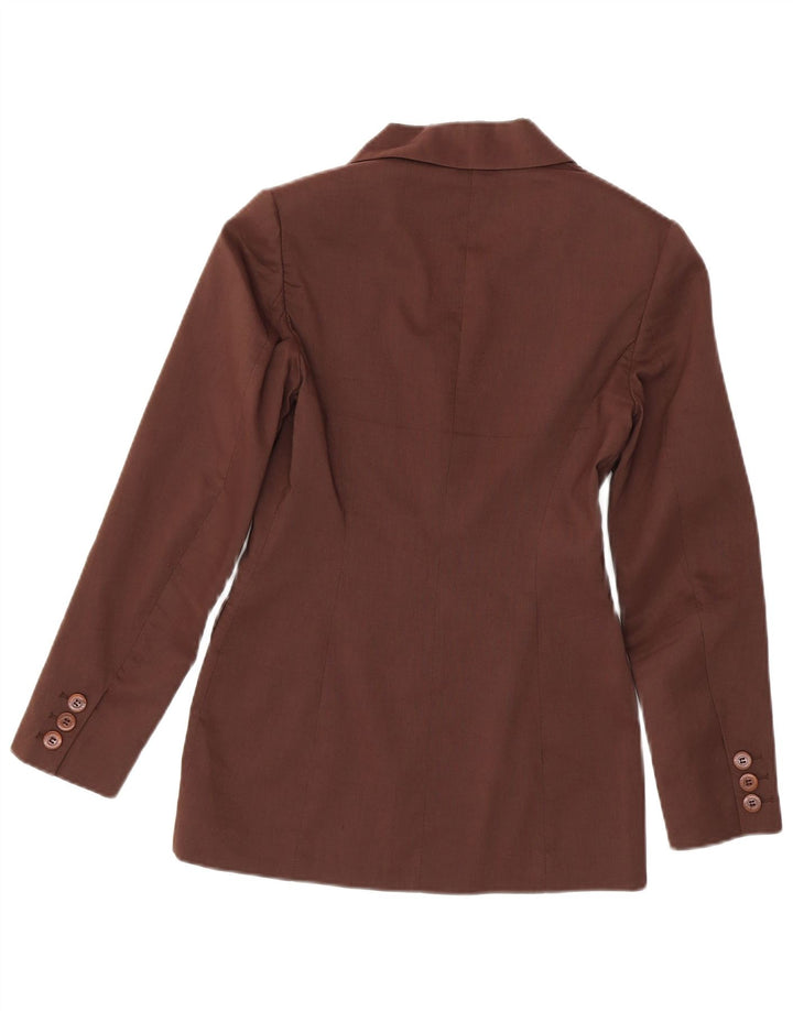 Karen Millen Dame 2 Button Blazer Jacket UK 8 Small Brown Linen