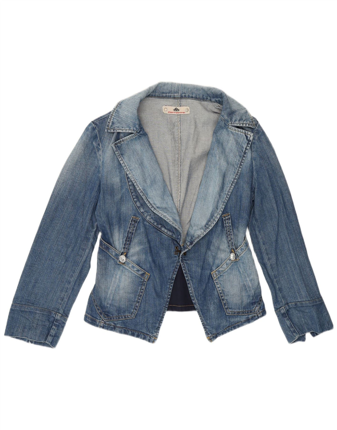 Fornarina Dame Crop Denim Blazer Jacket UK 8 Small Blue