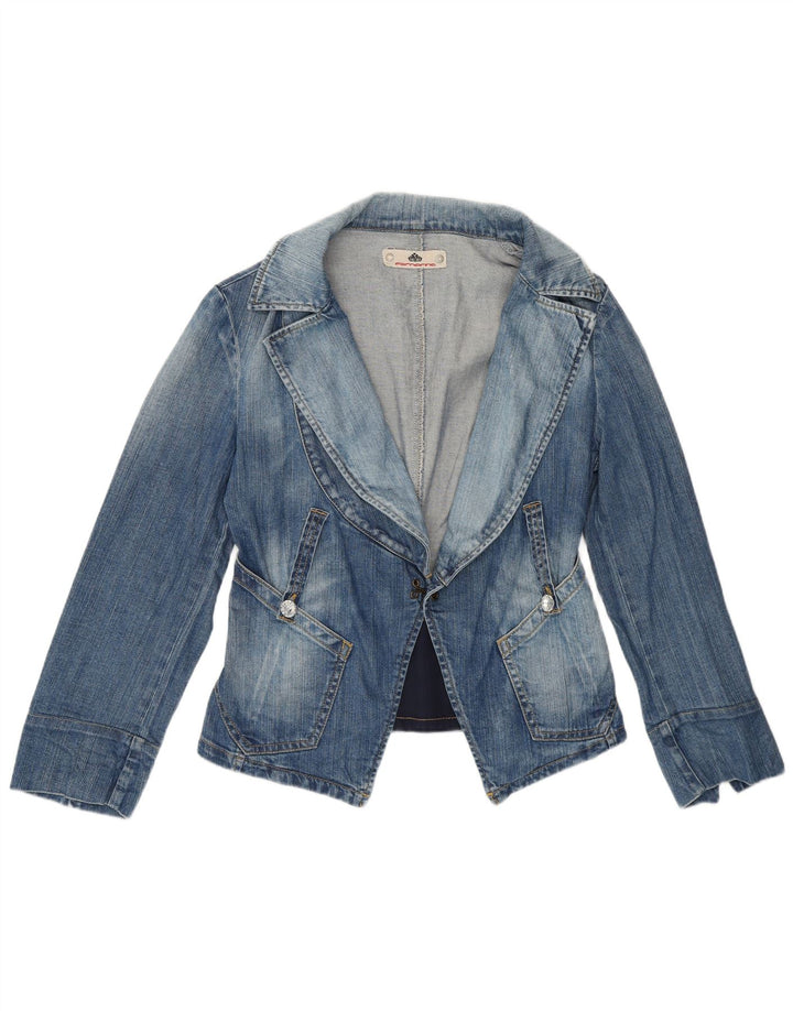 Fornarina Dame Crop Denim Blazer Jacket UK 8 Small Blue