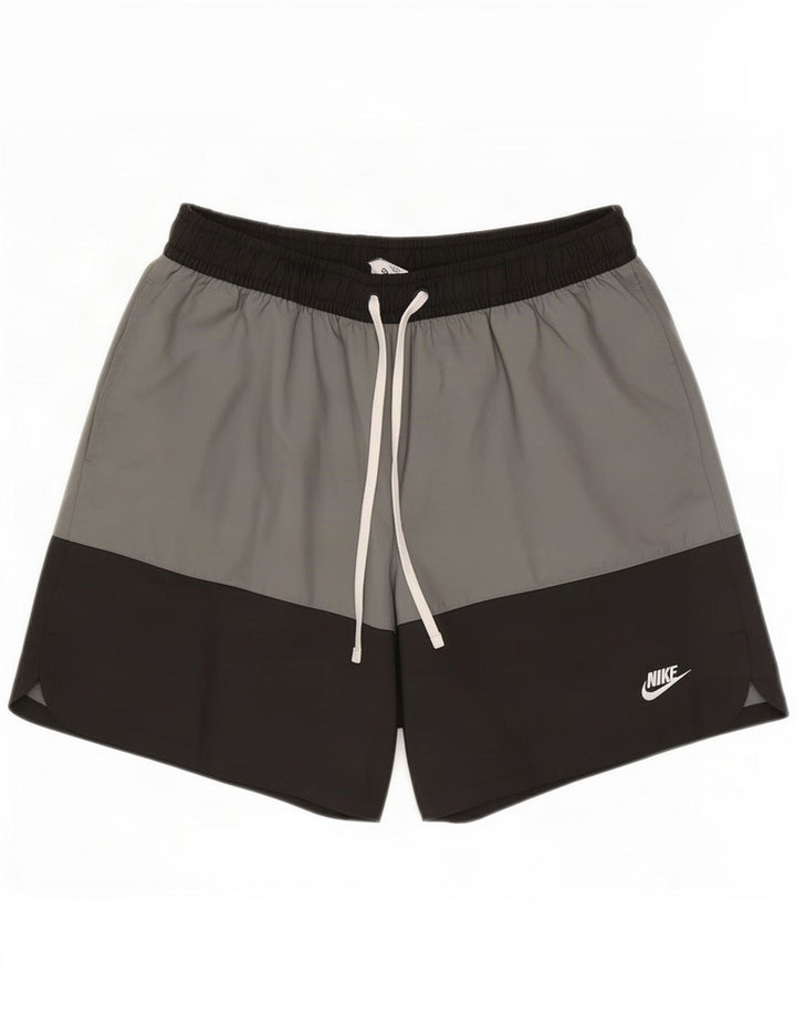 Nike Sportsshorts til mænd, store grå farveblok polyester