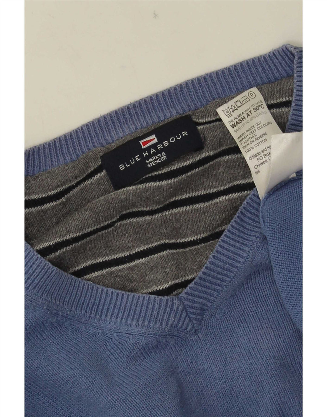 Marks & Spencer Herre Blue Harbor V-hals sweater XL bomuld