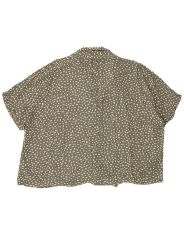 FAT FACE Dame Front Tie Shirt Bluse UK 20 2XL Grøn Plettet