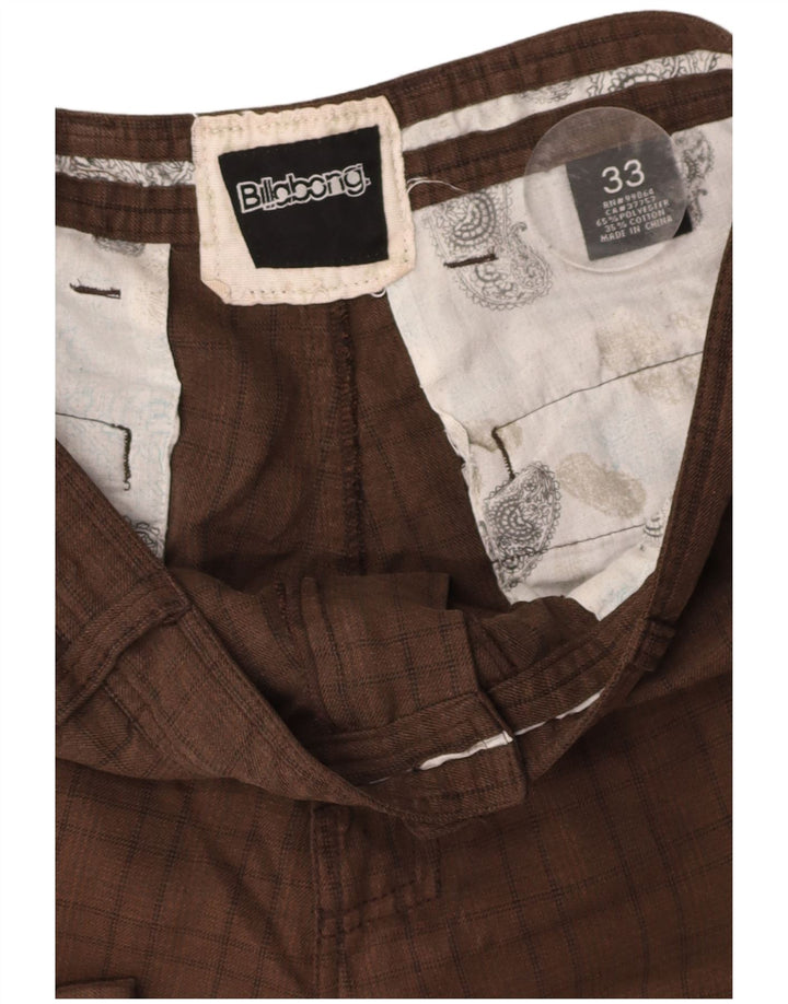 BILLABONG Mens Chino Shorts W33 Medium Brown Check Polyester