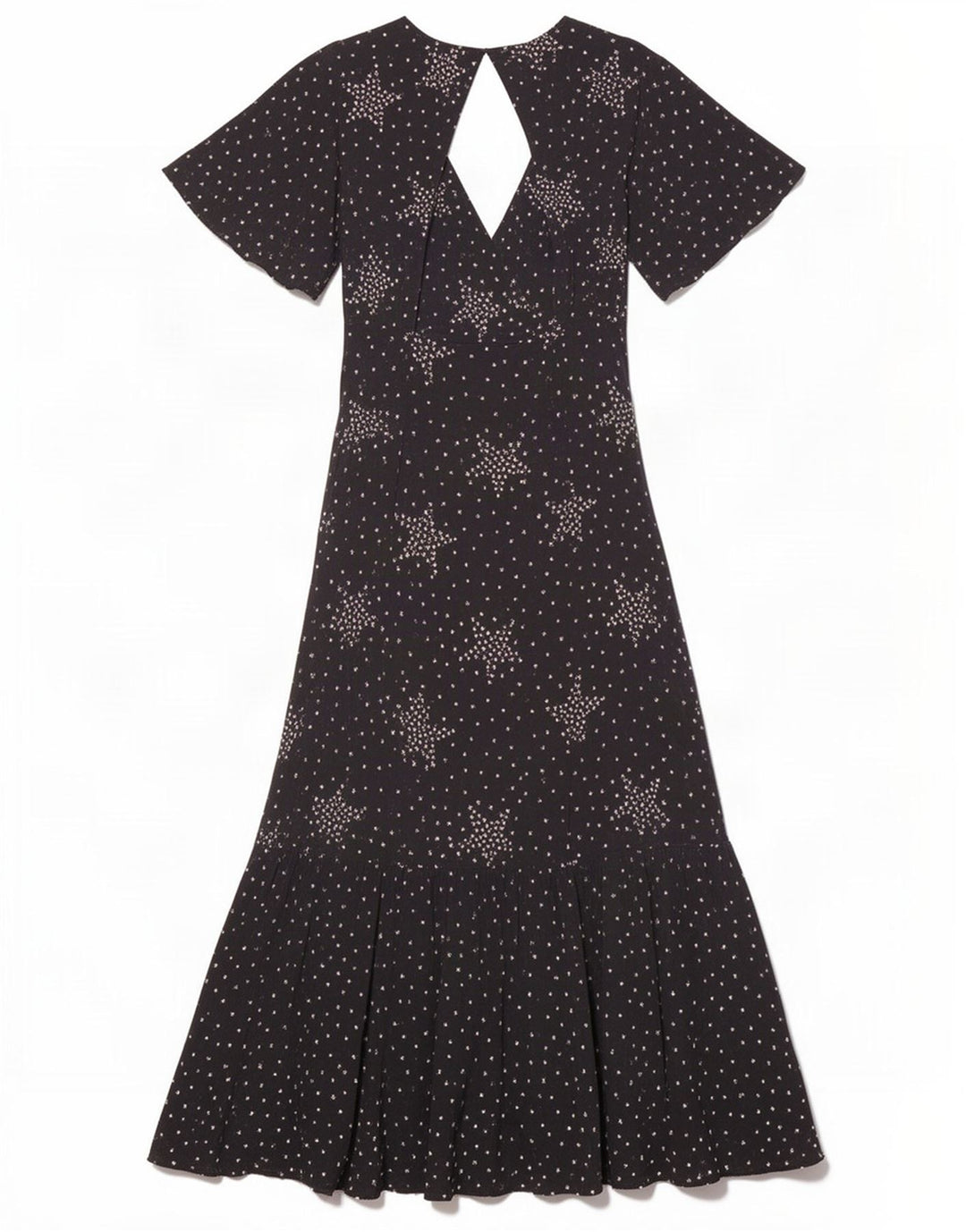 Topshop Dame Abstrakt Mønster Maxikjole UK 8 Small Black Spotted