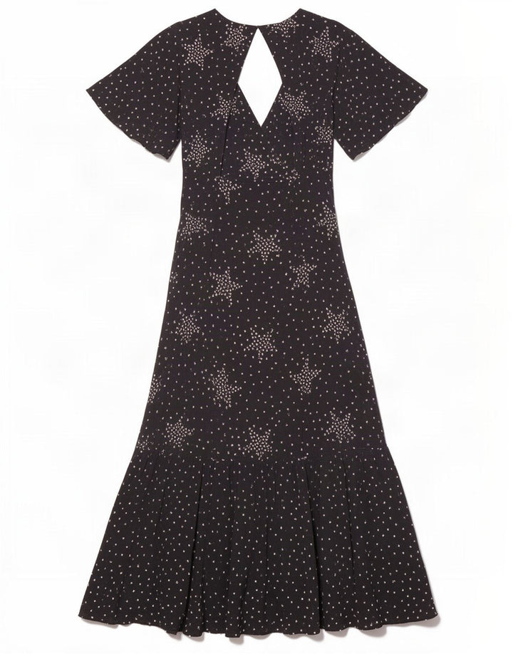 Topshop Dame Abstrakt Mønster Maxikjole UK 8 Small Black Spotted