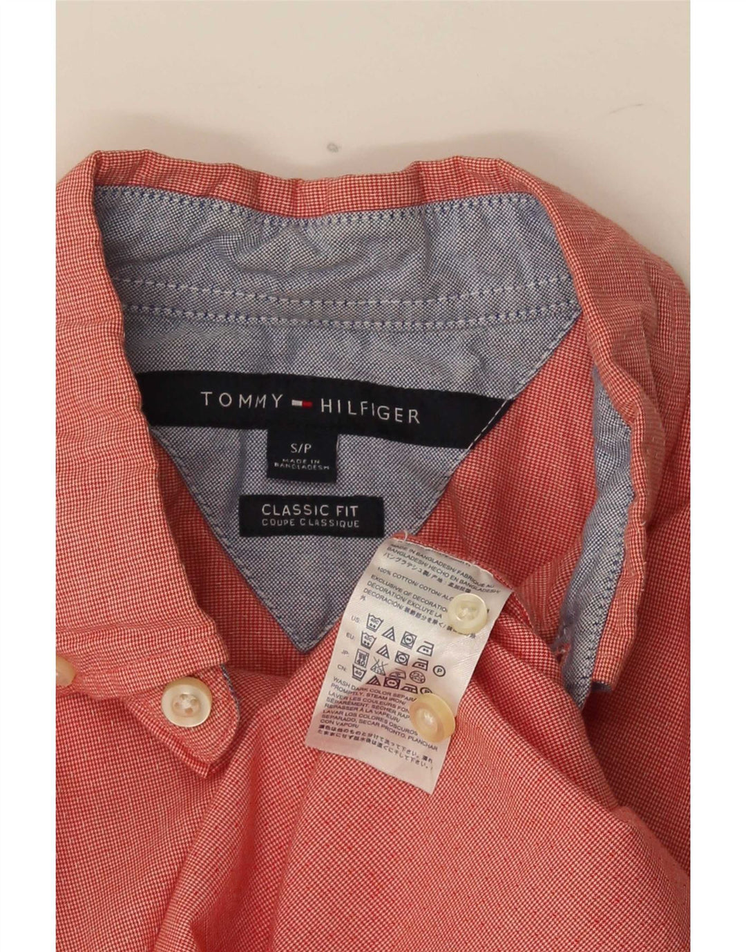 Tommy Hilfiger Kortærmet Herre skjorte i klassisk pasform Lille rød Houndstooth