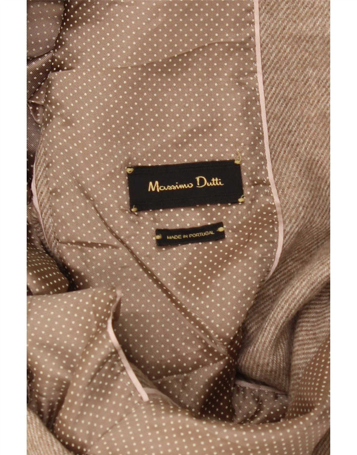 Massimo Dutti Dame 1 Knap Blazer Jakke UK 12 Medium Beige