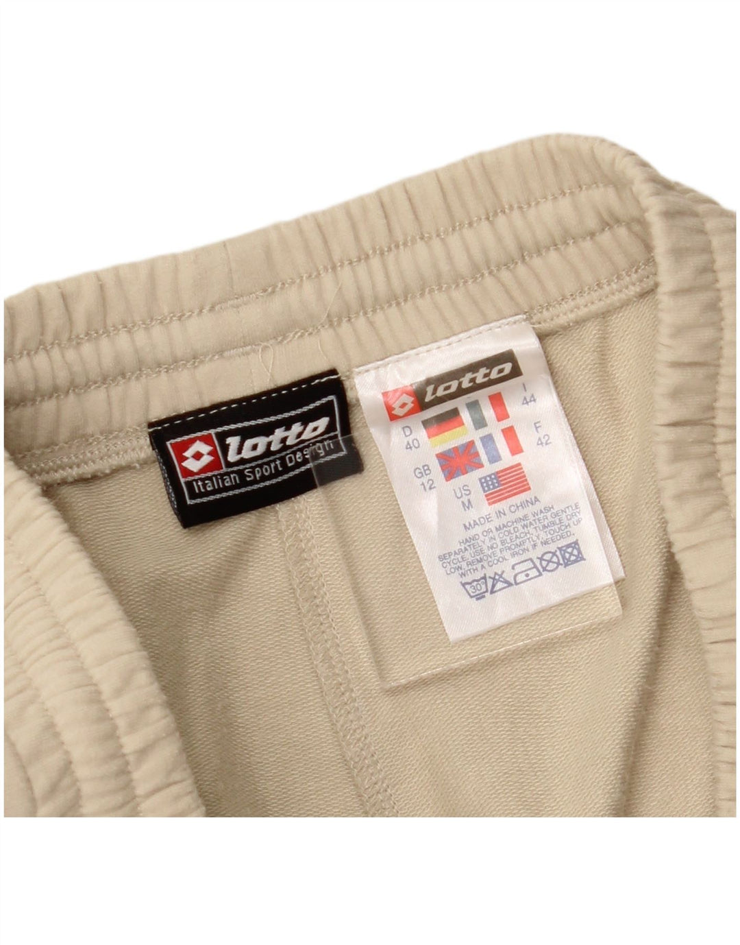 LOTTO Womens Tracksuit Trousers UK 12 Medium Beige Cotton