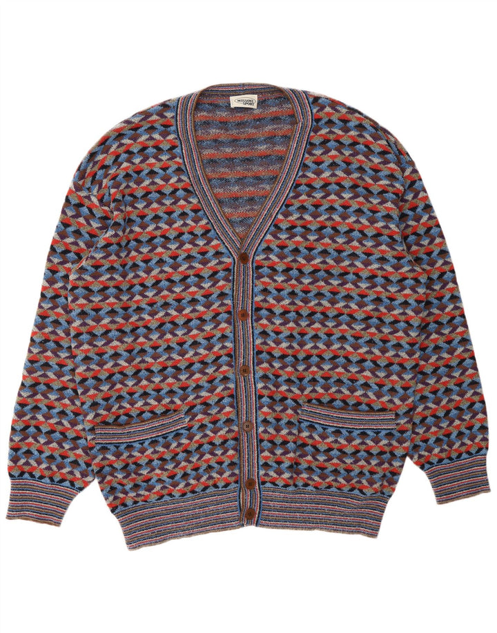 MISSONI Herre cardigan sweater IT 54 XL Flerfarvet geometrisk designer
