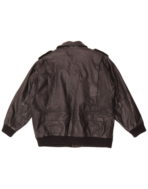 Vintage Herre Military Læderjakke UK 36 Small Black