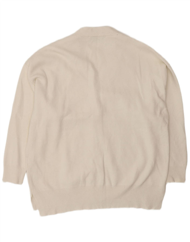 Zara Dame Oversized Cardigan Sweater UK 10 Small White Viscose