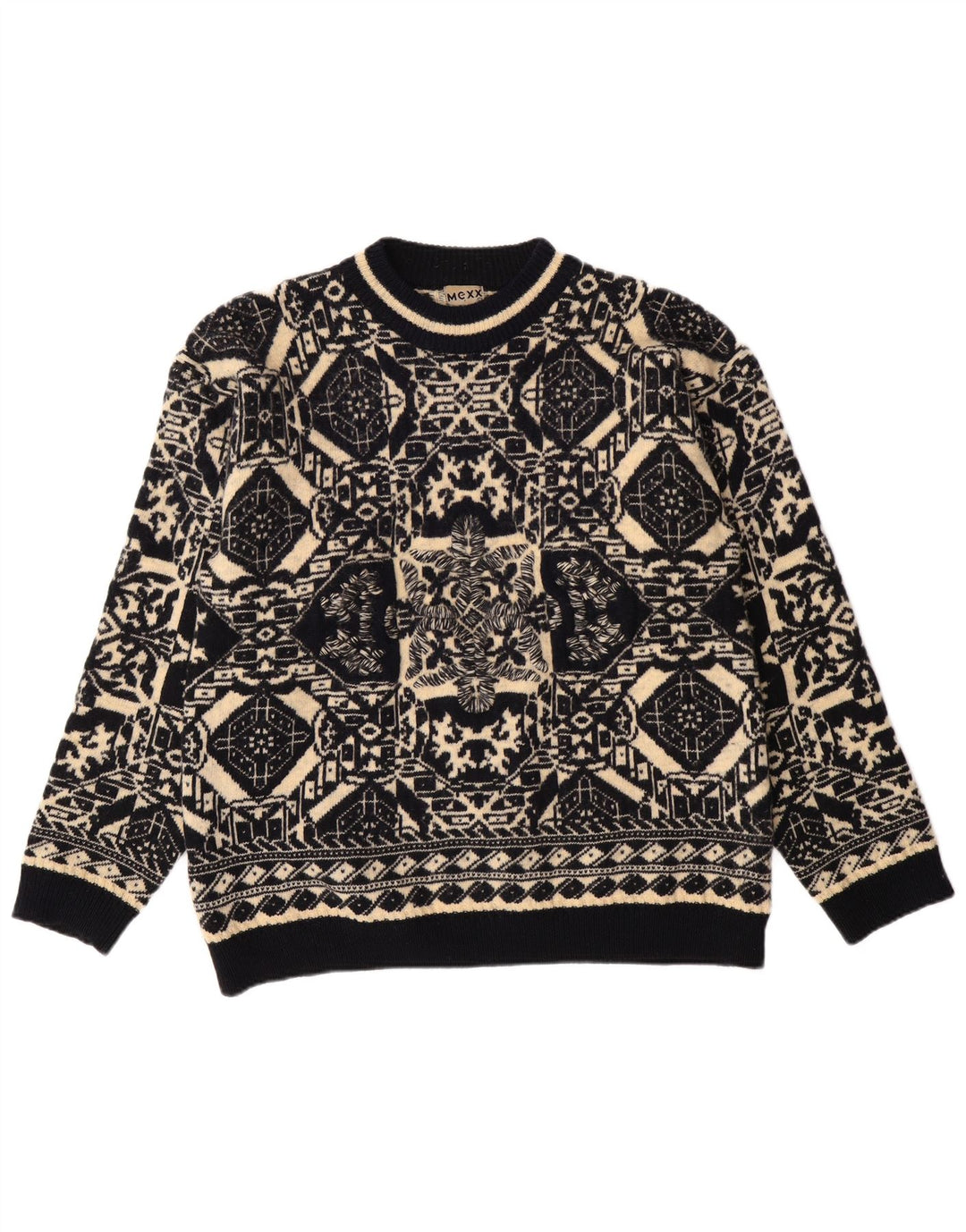 MEXX dame sweater med rund hals DK 16 Stor flerfarvet geometrisk