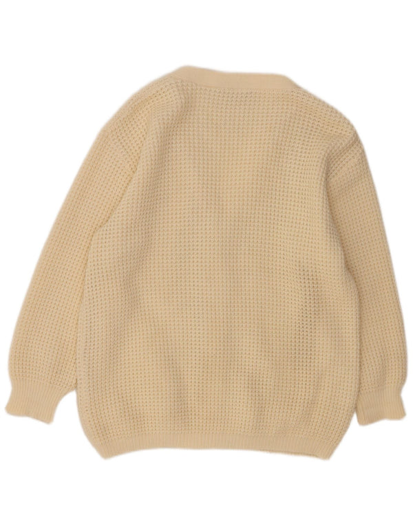 VINTAGE Dame cardigan sweater IT 48 XL Off White polyakryl