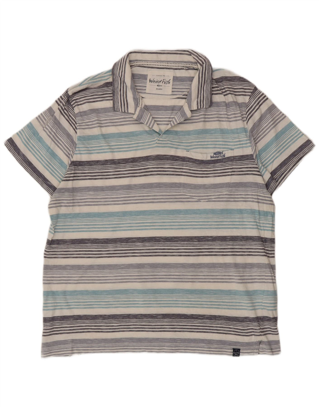 Weird Fish Herre Polo Shirt 2XL Blå Stribet Bomuld
