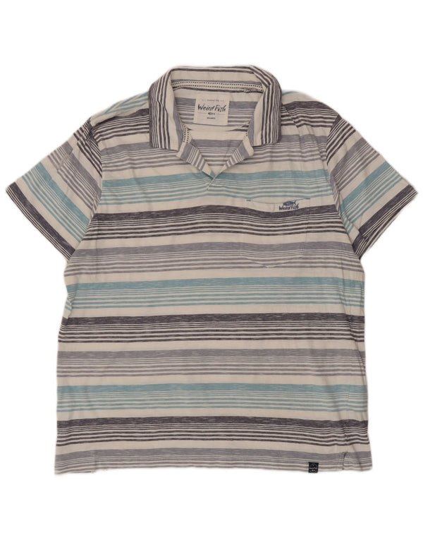 Weird Fish Herre Polo Shirt 2XL Blå Stribet Bomuld