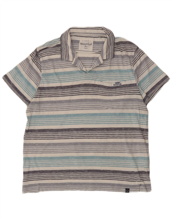 Weird Fish Herre Polo Shirt 2XL Blå Stribet Bomuld