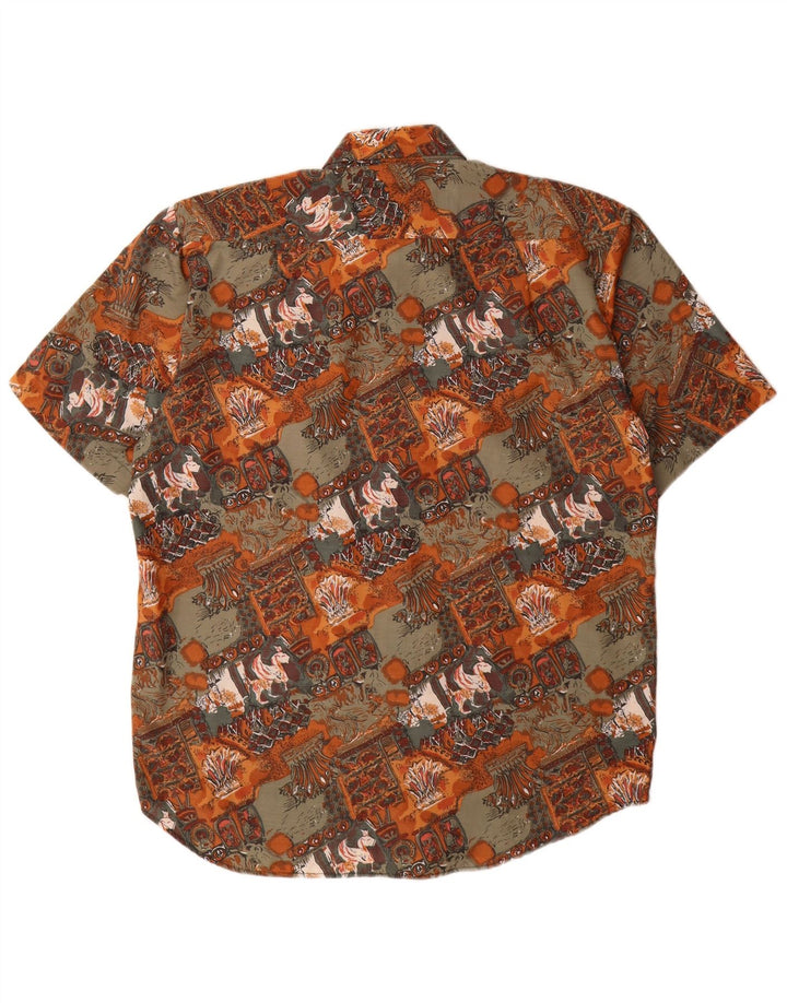 Vintage herre abstrakt mønster skjorte størrelse 39 Medium Flerfarvet