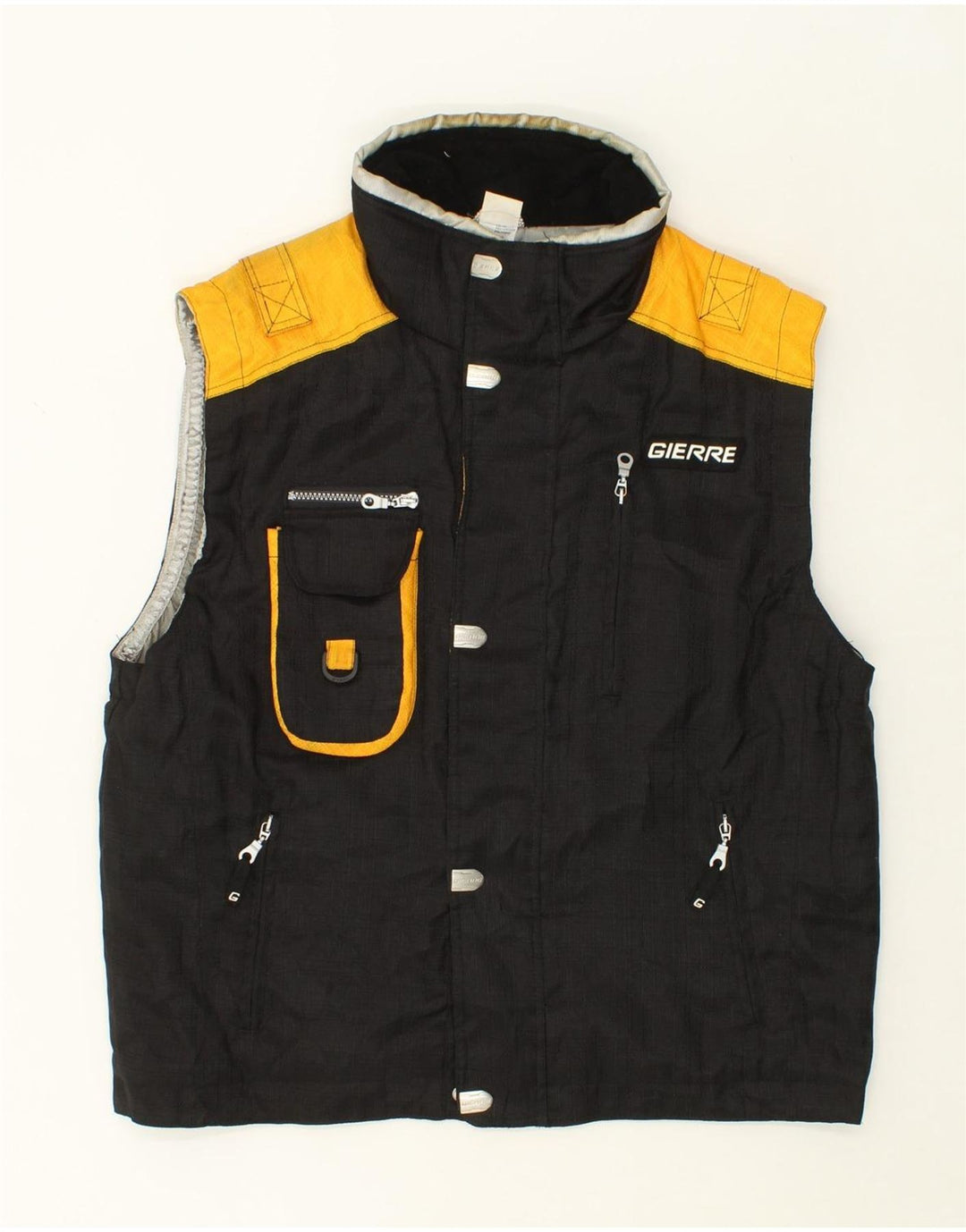 VINTAGE Mens Utility Gilet IT 48 Medium Black Colourblock Nylon Vintage Vintage and Second-Hand Vintage from Messina Hembry 