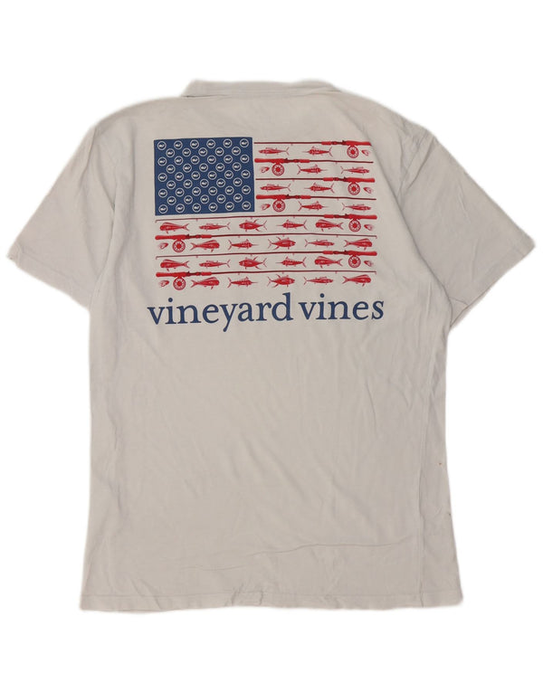 VINEYARD VINES Herre grafisk T-shirt Top Small Off White Bomuld