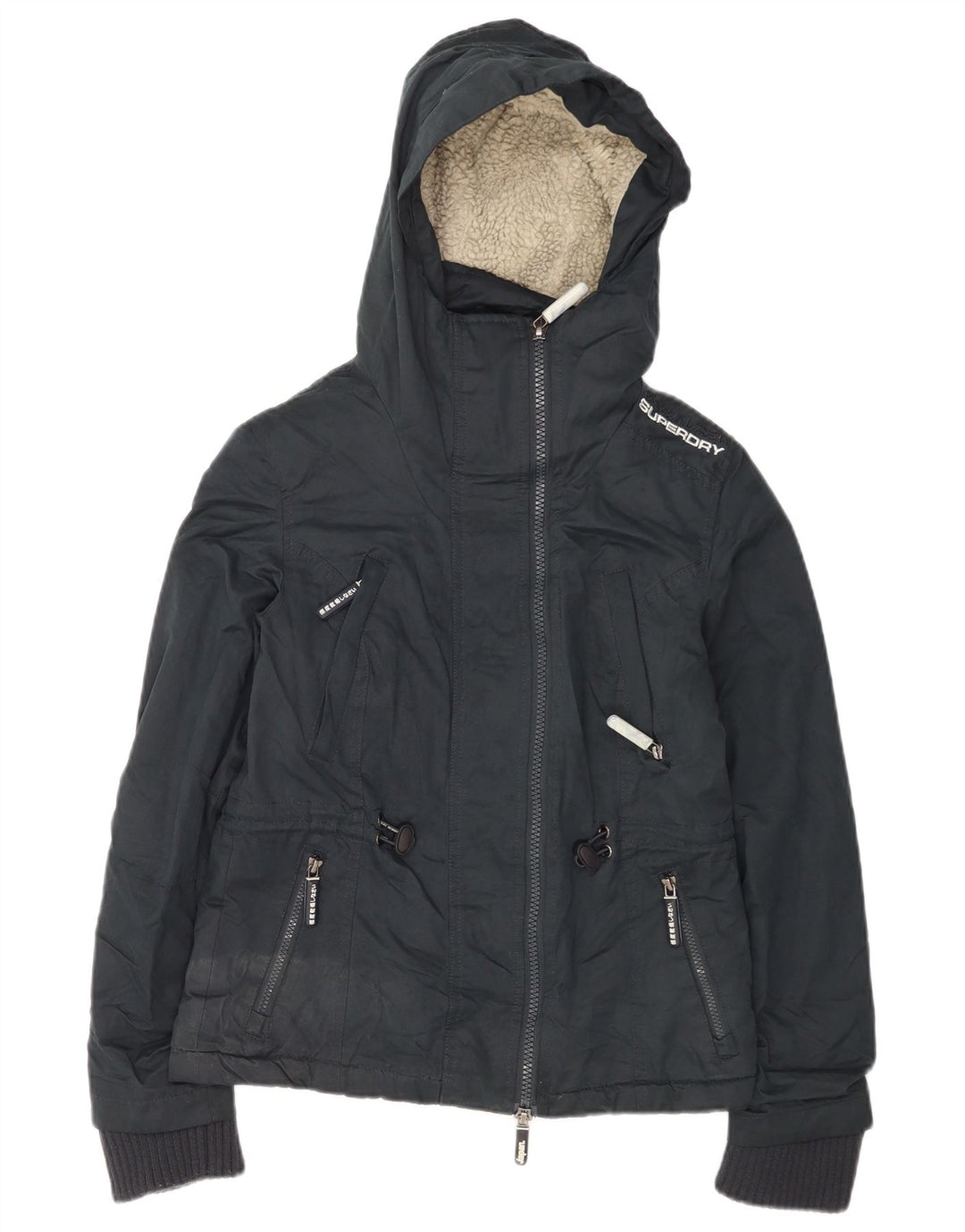Superdry Graphic Windbreaker Jacket UK 10 Small Navy Blue