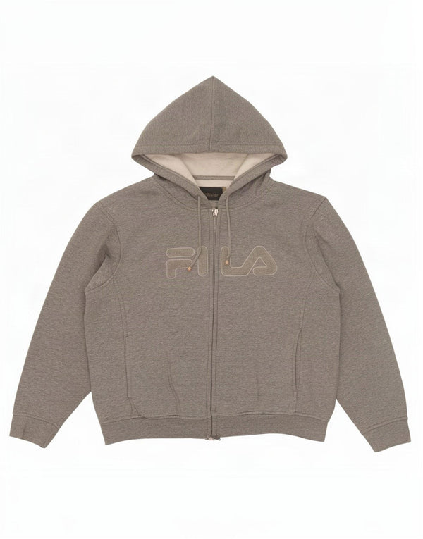 Fila Dame Grafisk Oversized Hættetrøje Sweater med lynlås UK 18 XL Grå Bomuld