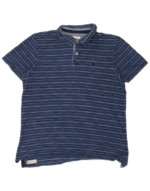 Fat Face herre poloshirt XL blå stribet bomuld