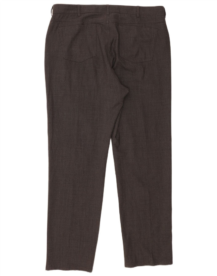 Marks & Spencer Straight Casual bukser til mænd W38 L31 Grå ternet polyester