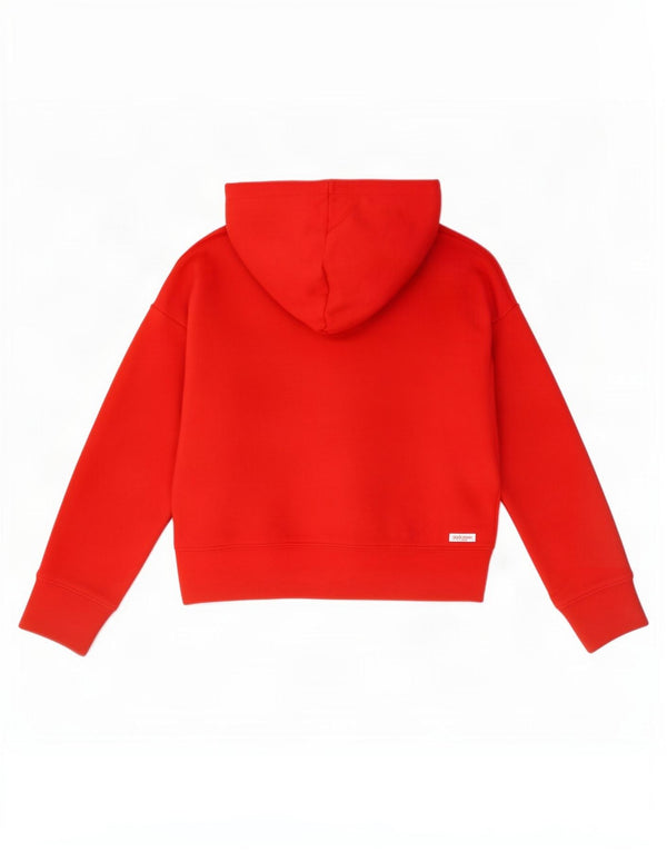 Zara Womens Crop Oversized Hoodie Jumper UK 10 Small Red Bomuld