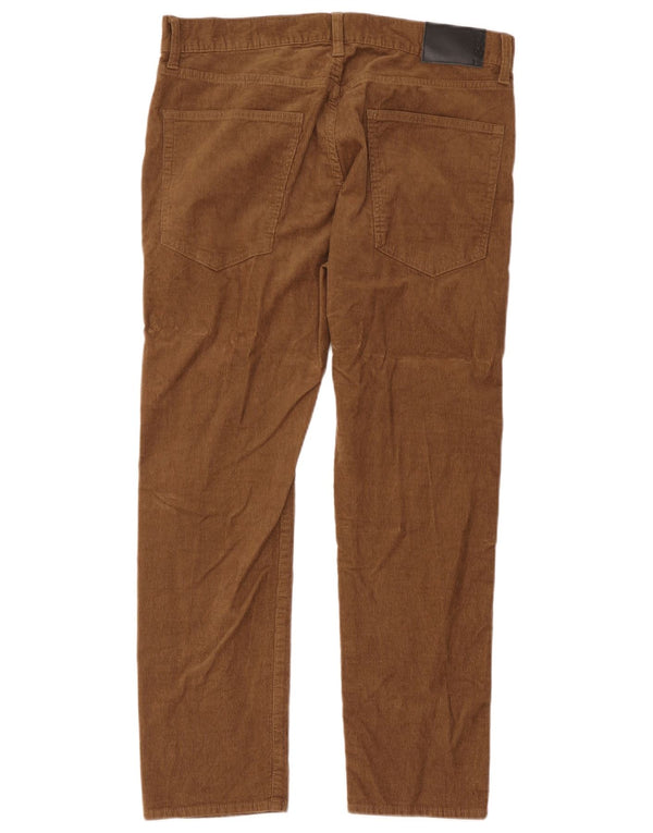 Marks & Spencer Womens Slim Fit Corduroy Trousers W34 L27 Brown Cotton