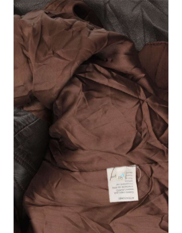 VINTAGE Womens Leather Coat IT 46 Large Brown Leather Vintage Vintage and Second-Hand Vintage from Messina Hembry 
