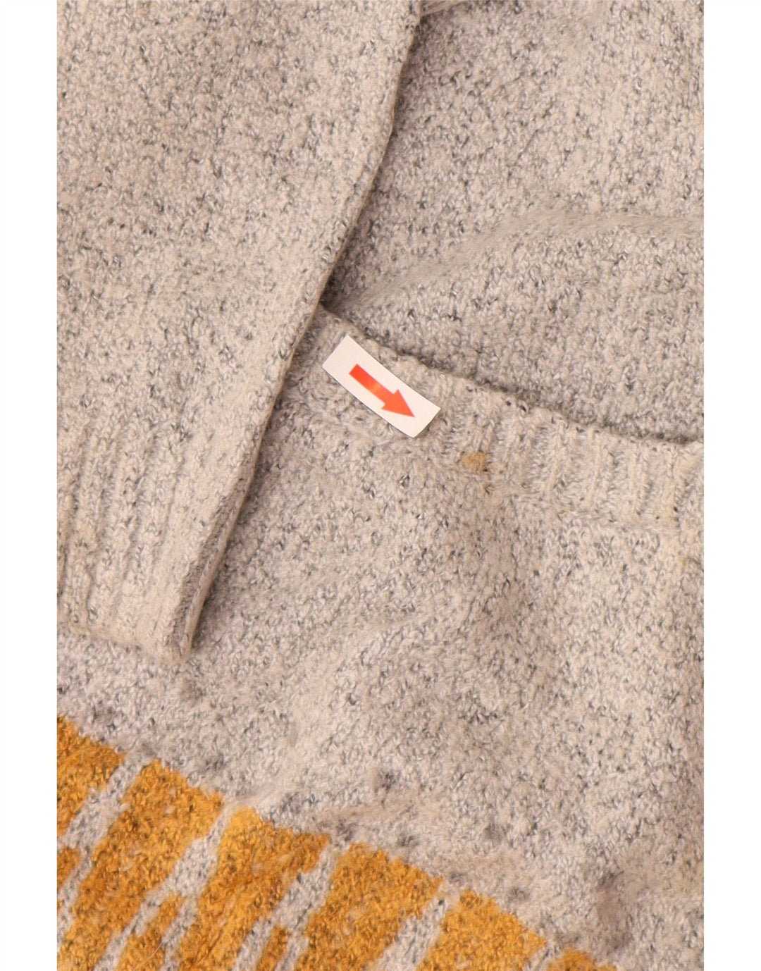 Weird Fish Womens Open Cardigan Sweater UK 10 Small Grey Geometric Acrylic