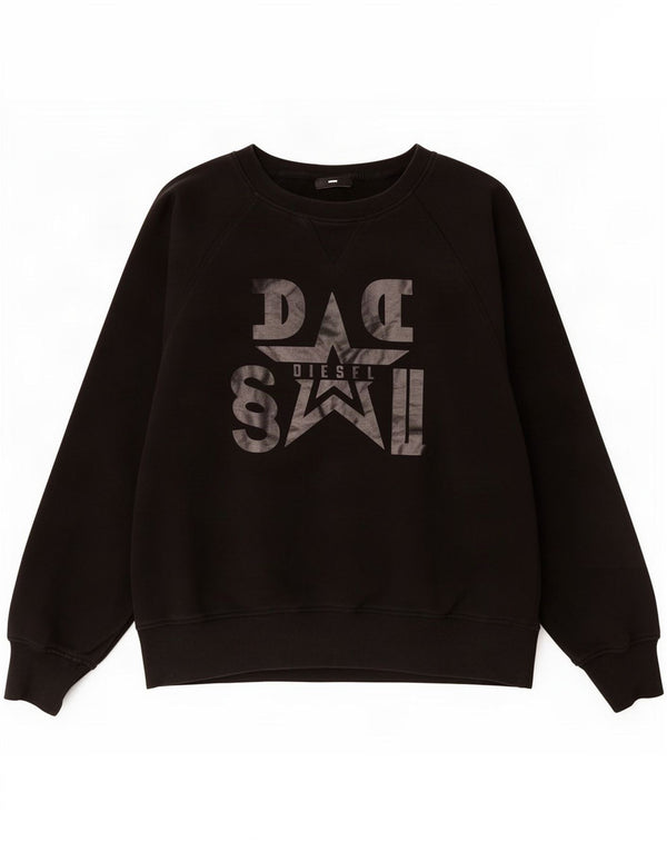 Diesel Mens Graphic Sweatshirt Jumper Large Black Cotton