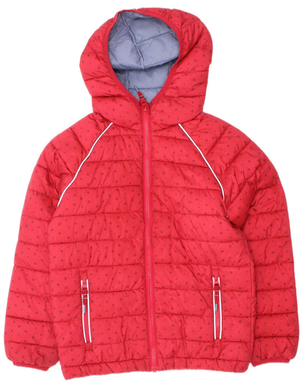 Fat Face Piger Hætte Polstret Jakke 9-10 År Rød Polka Dot Nylon