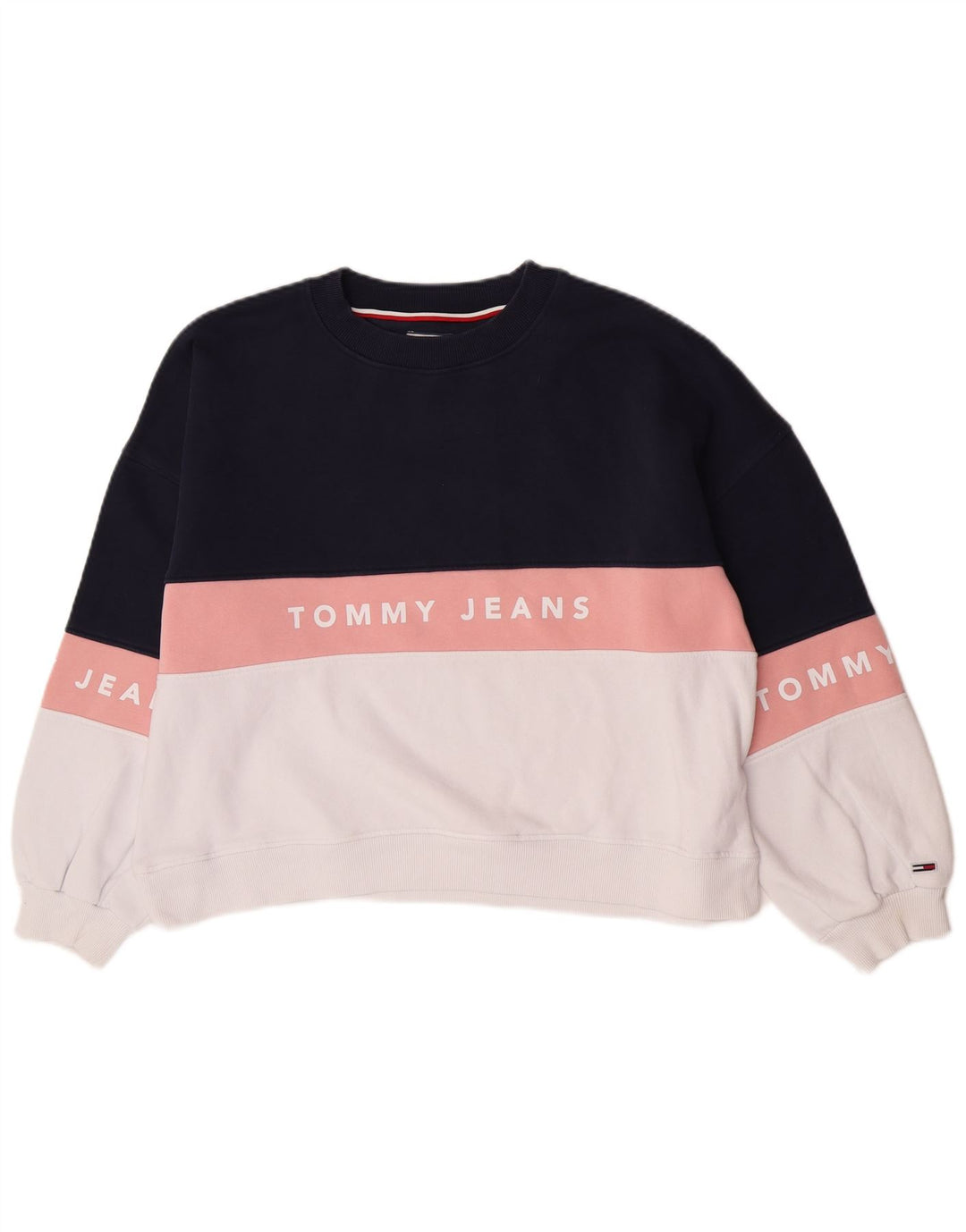 Tommy Hilfiger Dame Grafisk Sweatshirt Jumper UK 14 Medium Navy Blue